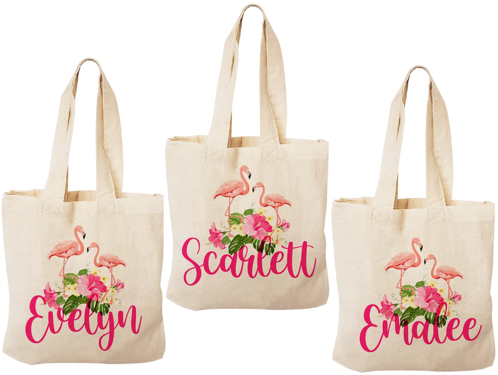Custom Flamingo Party Favor Bags - Set of 3 Bags - Perfect for Flamingo Themed Parties & Events