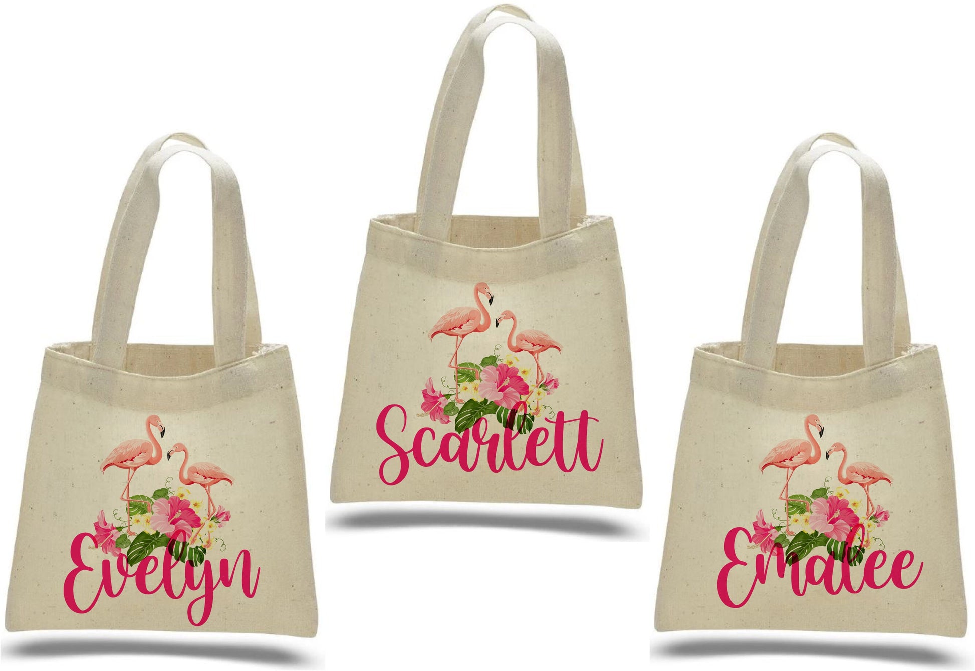 Custom Flamingo Party Favor Bags - Set of 3 Bags - Perfect for Flamingo Themed Parties & Events