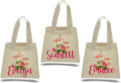 Custom Flamingo Party Favor Bags - Set of 3 Bags - Perfect for Flamingo Themed Parties & Events
