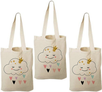 Cloud Party Favor Bags – Cotton Tote, Baby Shower, Set of 3