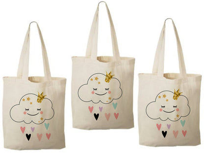 Cloud Party Favor Bags – Cotton Tote, Baby Shower, Set of 3