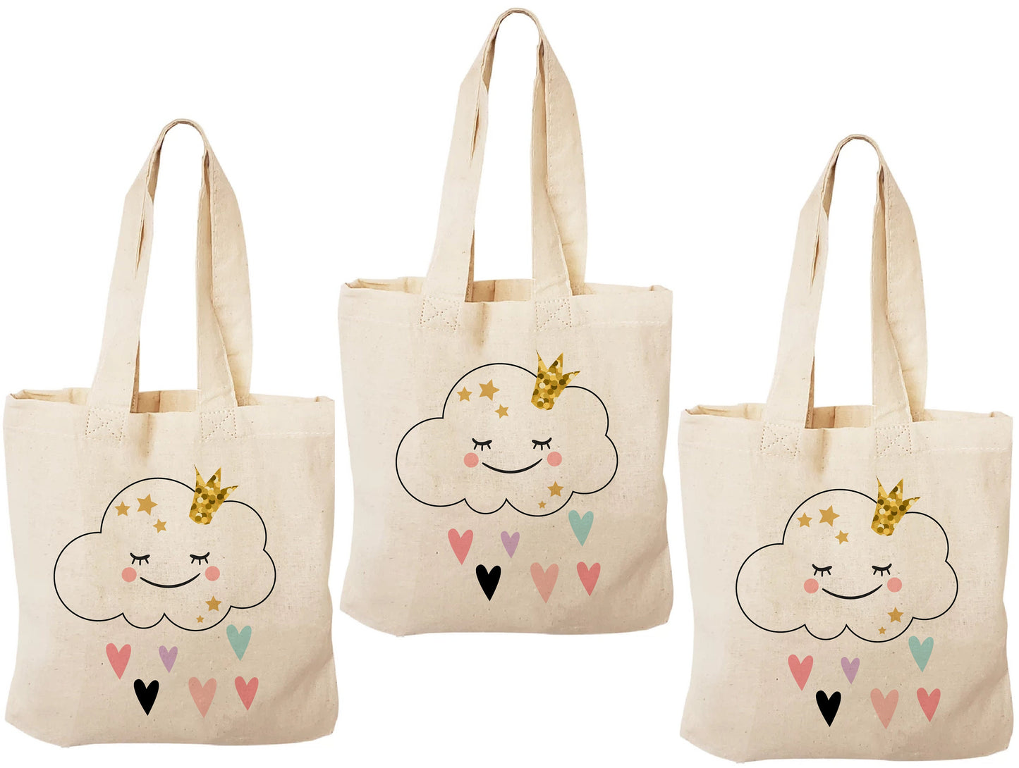 Cloud Party Favor Bags – Cotton Tote, Baby Shower, Set of 3