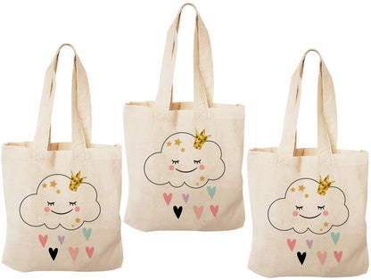 Cloud Party Favor Bags – Cotton Tote, Baby Shower, Set of 3