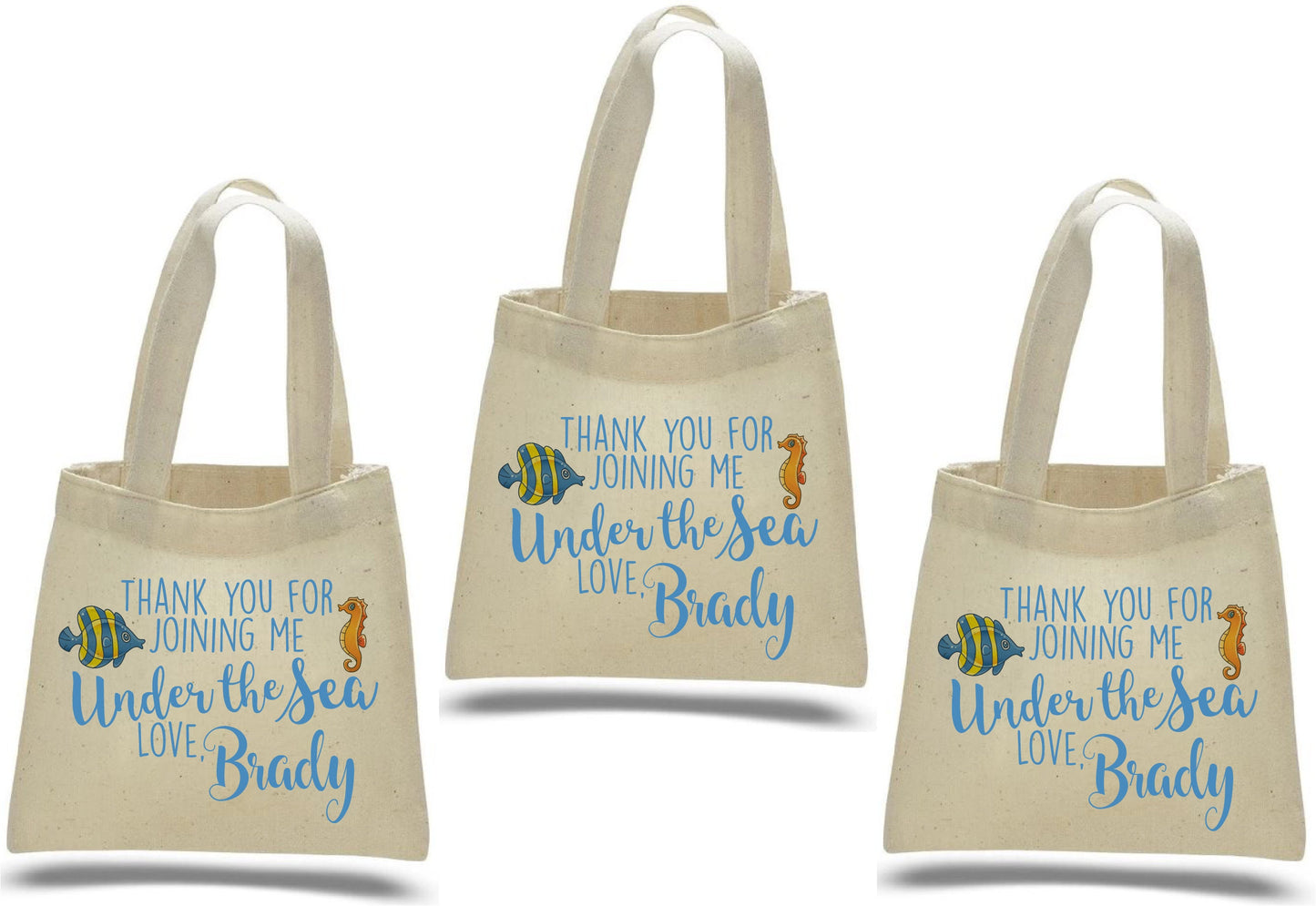 Custom Under The Sea Party Favor Bags - Set of Three Bags