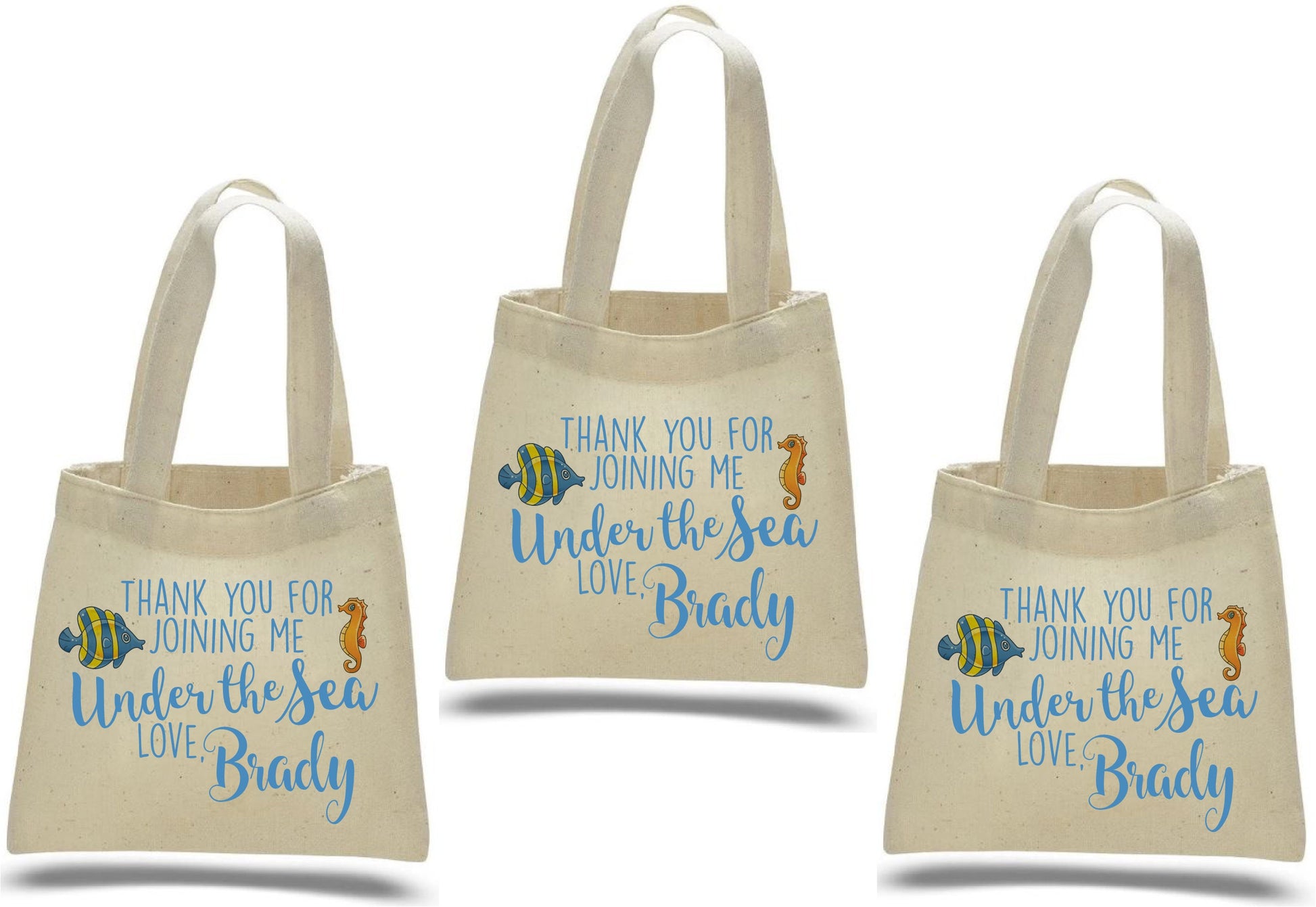 Custom Under The Sea Party Favor Bags - Set of Three Bags