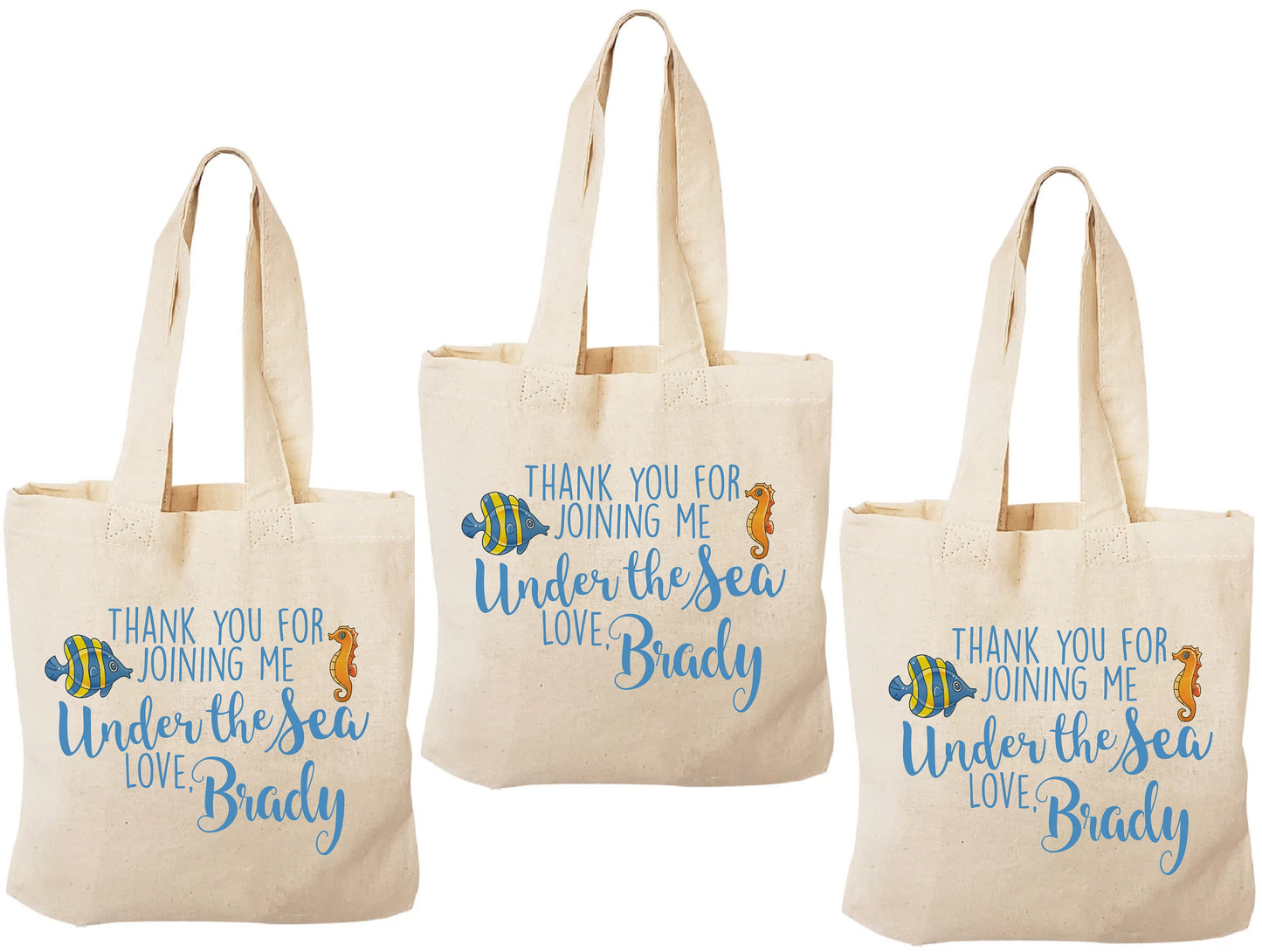 Custom Under The Sea Party Favor Bags - Set of Three Bags