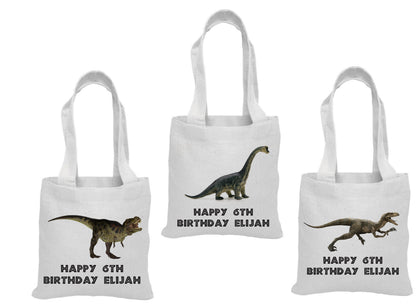 Custom Dinosaur Party Favor Bags - Set of Three Bags