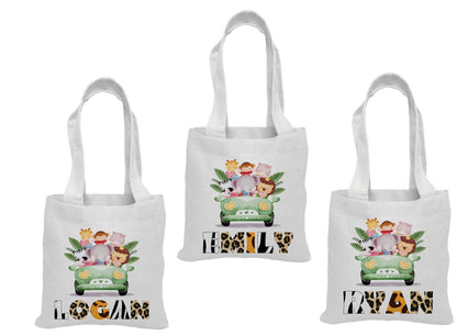 Custom Safari Party Favor Bags - Set of Three Bags - Personalized with Guest Names