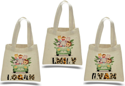 Custom Safari Party Favor Bags - Set of Three Bags - Personalized with Guest Names