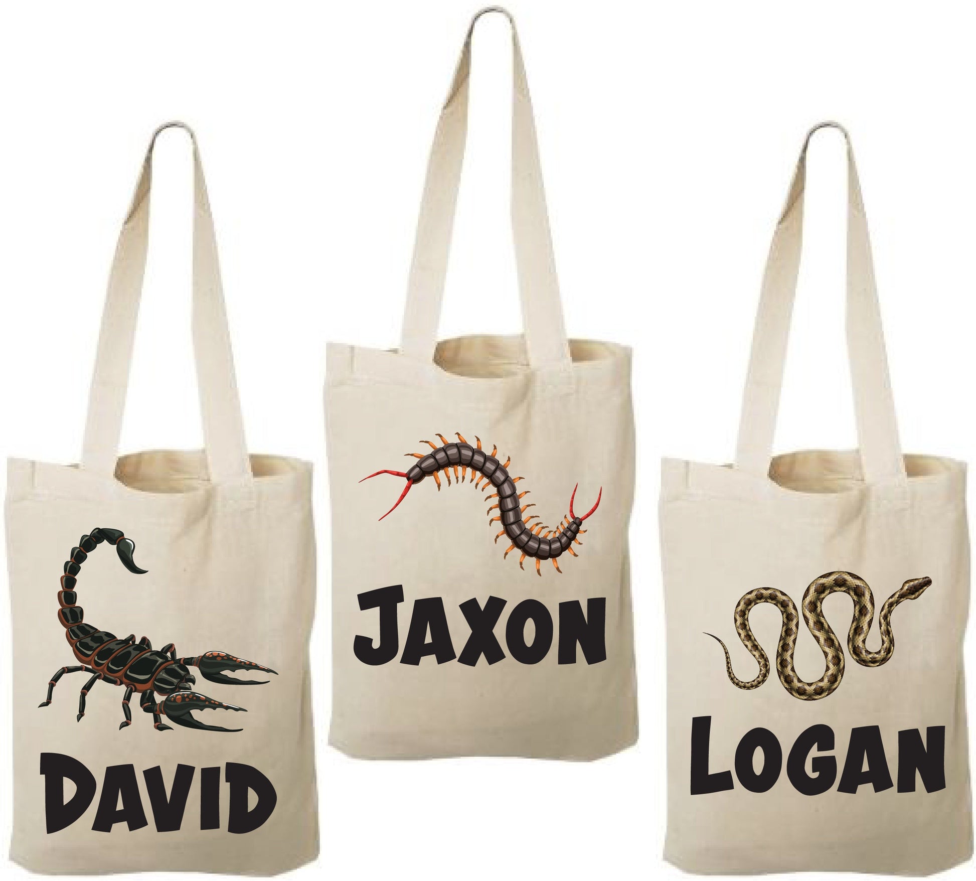 Creepy Crawly Cotton Party Favor Bags, Set of 3