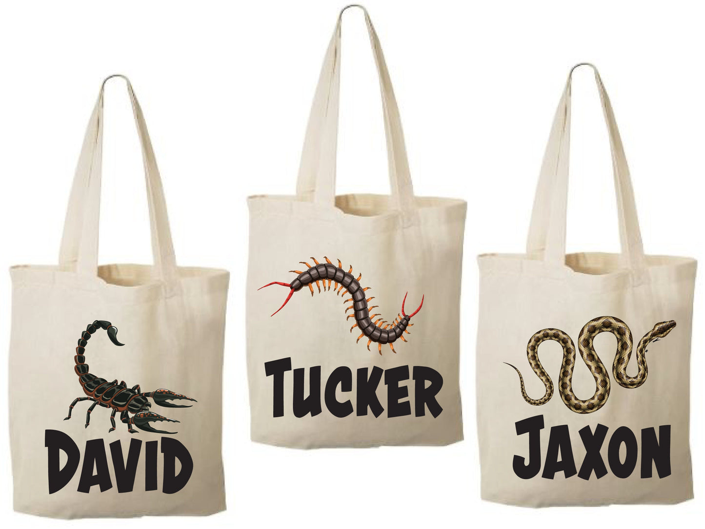 Creepy Crawly Cotton Party Favor Bags, Set of 3