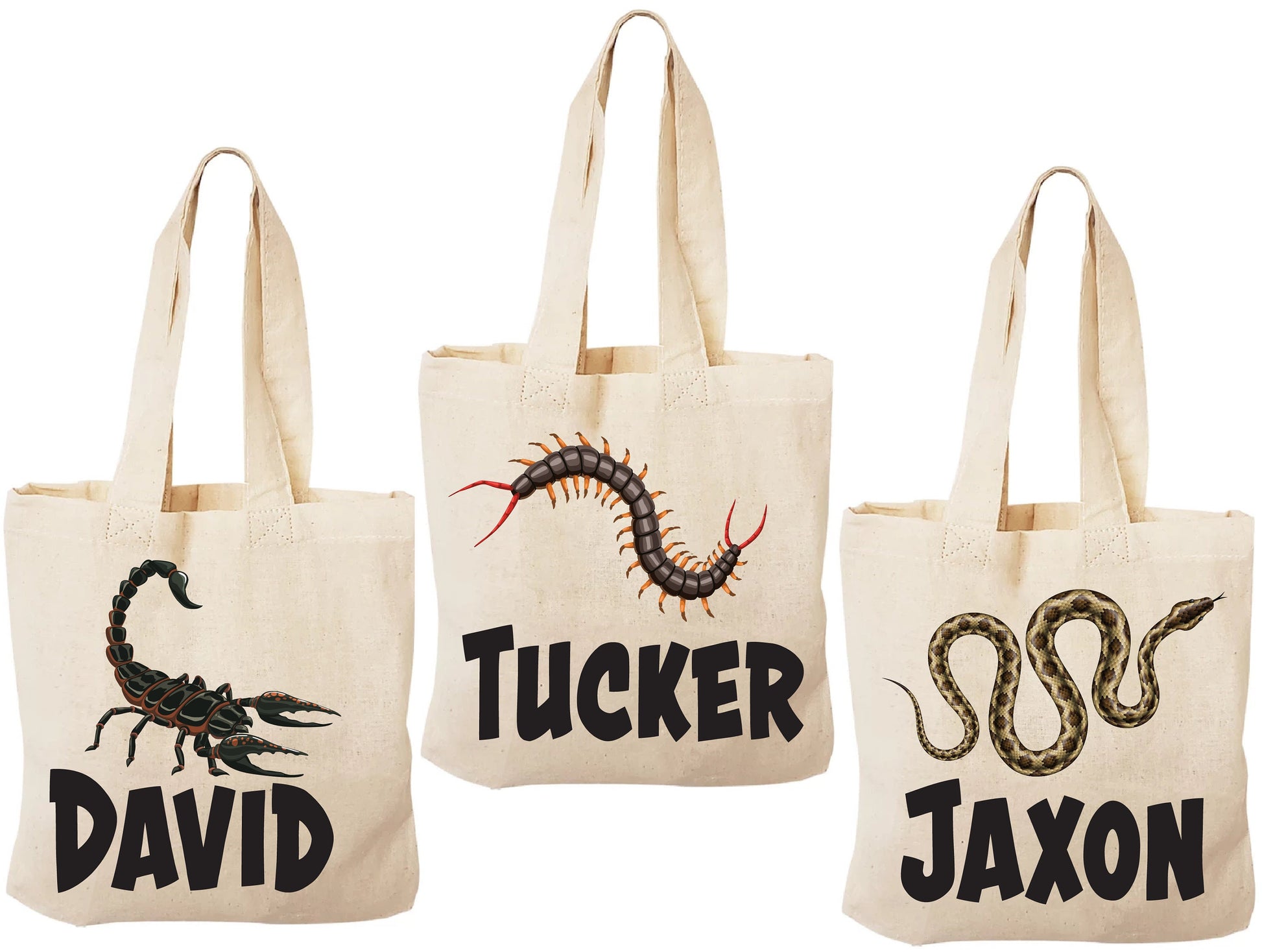 Creepy Crawly Cotton Party Favor Bags, Set of 3