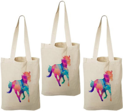 Rainbow Horse Party Favor Bags – Cotton Tote, Set of 3