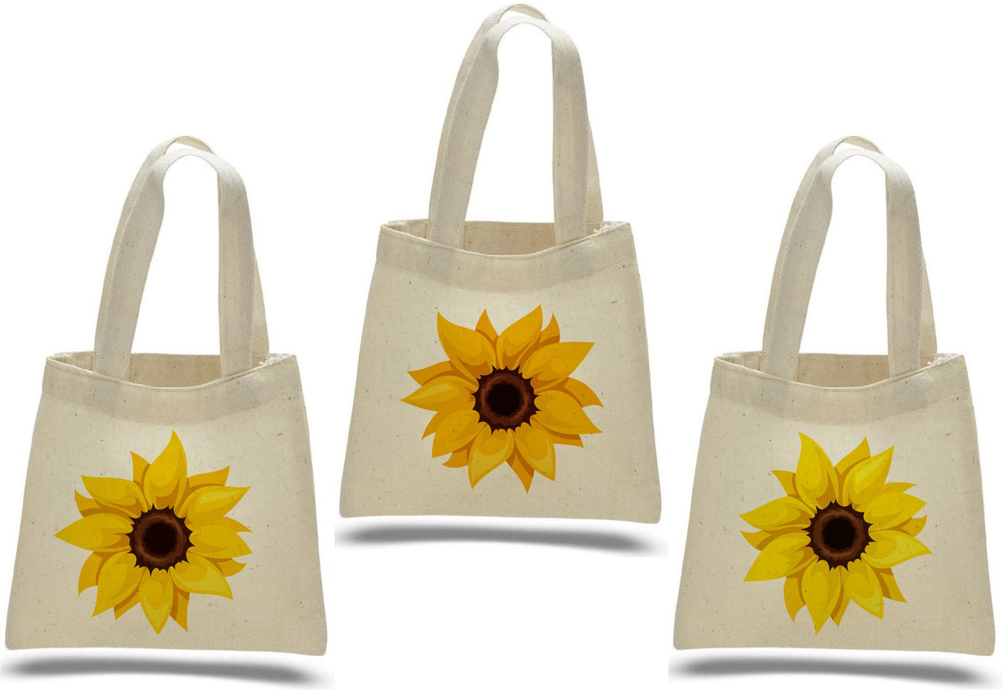 Sunflower Party Favor Bags - Perfect for Sunflower Themed Parties - Set of 3 - Cotton Party Bags with Handles