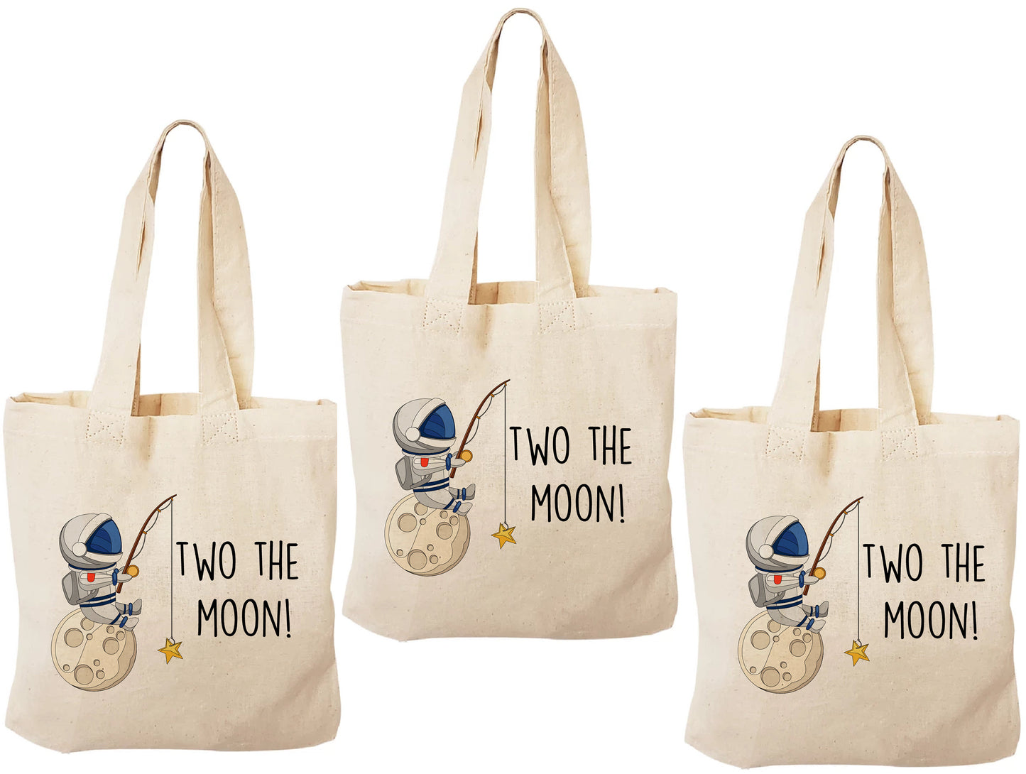 Two The Moon Cotton Favor Bags: Space Birthday Party, Set of 3