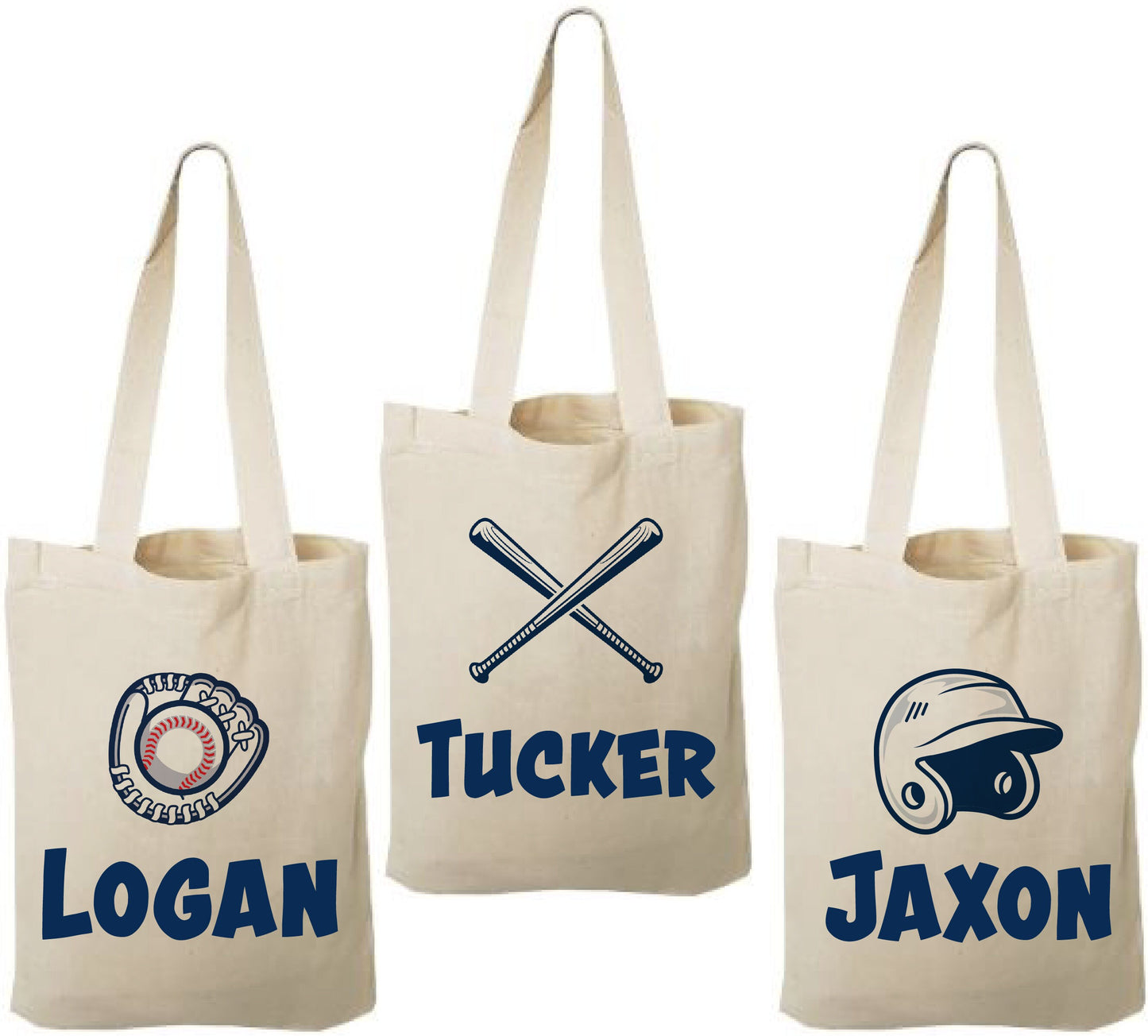 Custom Baseball Party Favor Bags - Perfect for Baseball Themed Parties & Events - Set of Three Bags Personalized with Names