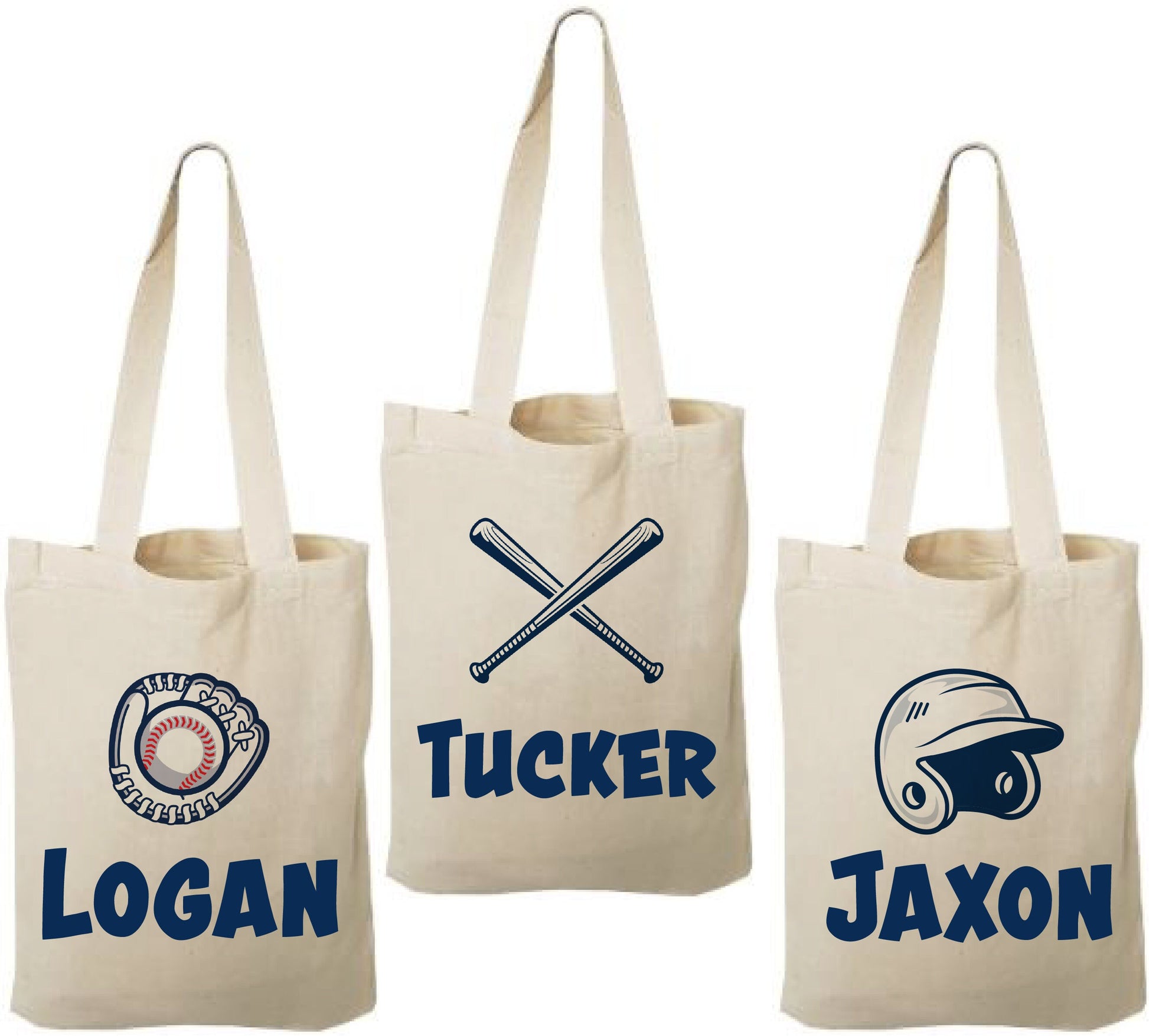 Custom Baseball Party Favor Bags - Perfect for Baseball Themed Parties & Events - Set of Three Bags Personalized with Names