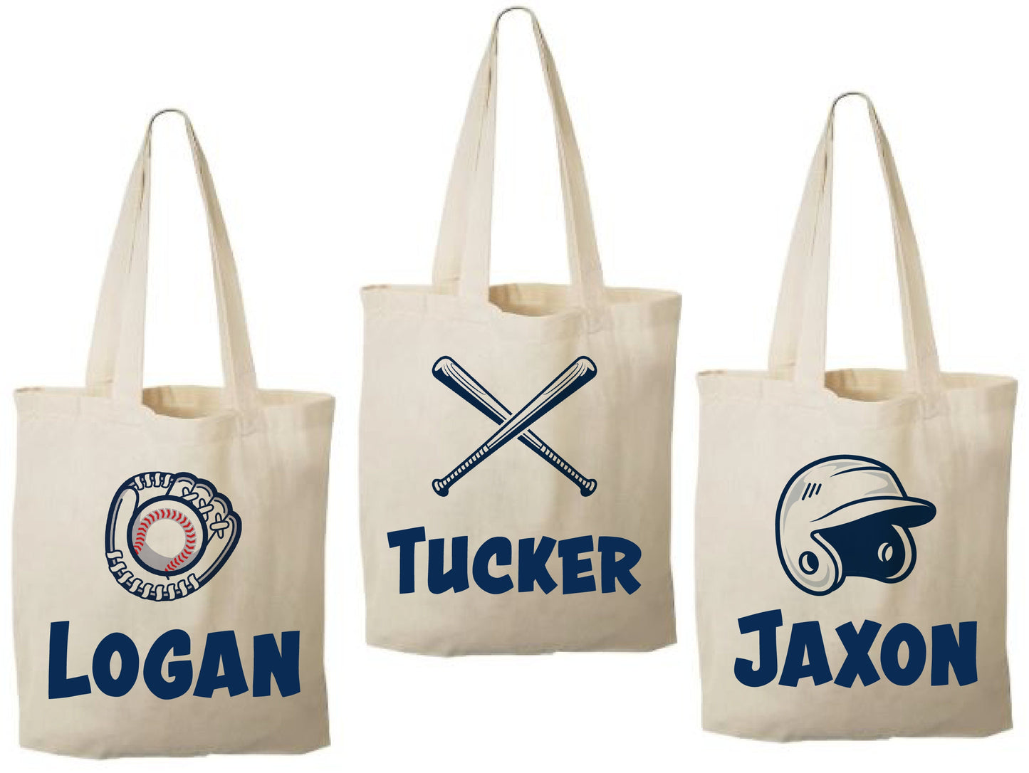 Custom Baseball Party Favor Bags - Perfect for Baseball Themed Parties & Events - Set of Three Bags Personalized with Names