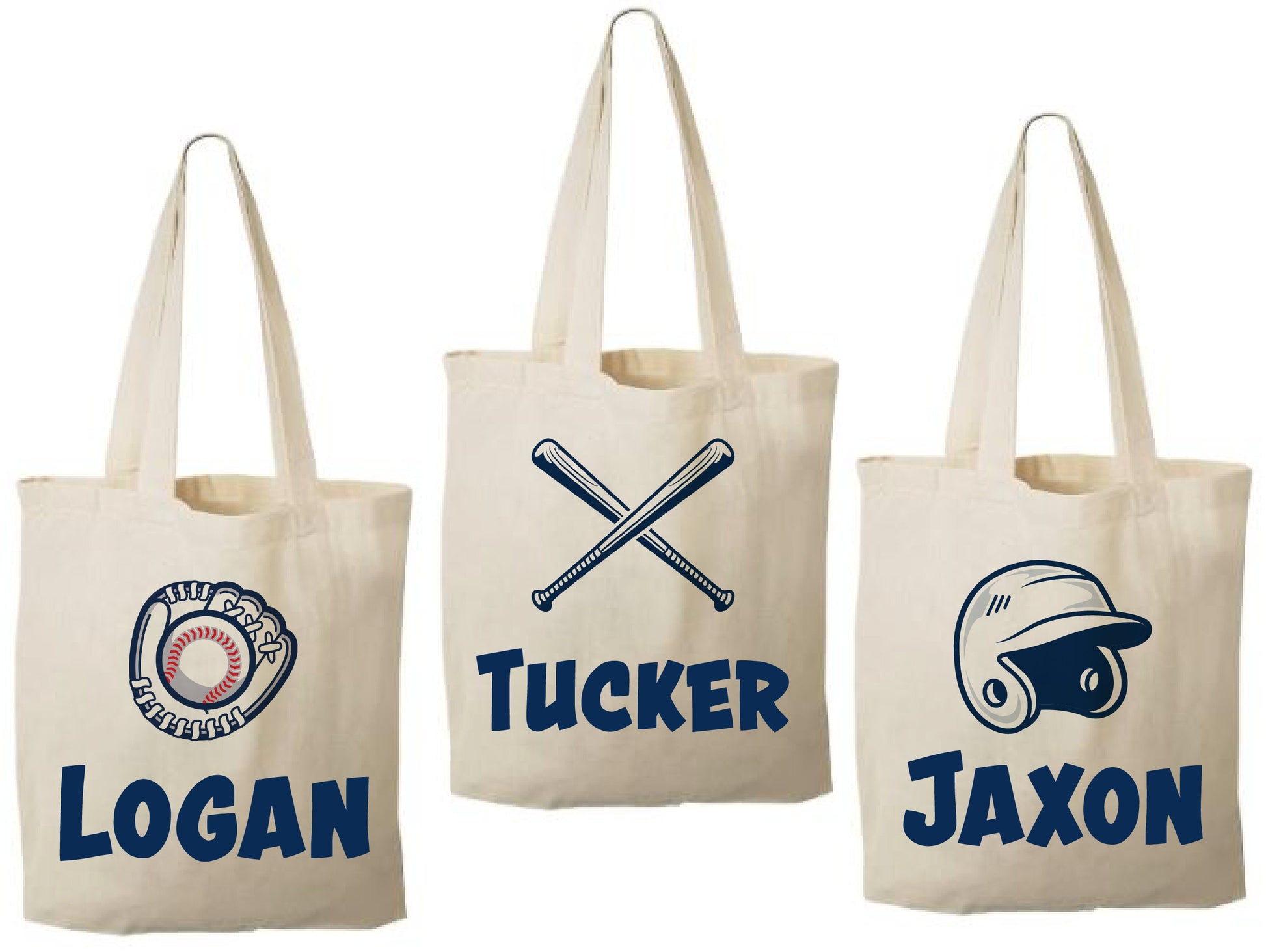 Custom Baseball Party Favor Bags - Perfect for Baseball Themed Parties & Events - Set of Three Bags Personalized with Names