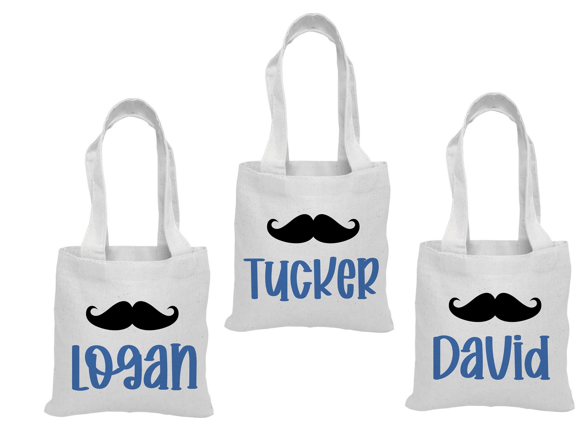 Mustache Cotton Party Favor Bags, Set of 3