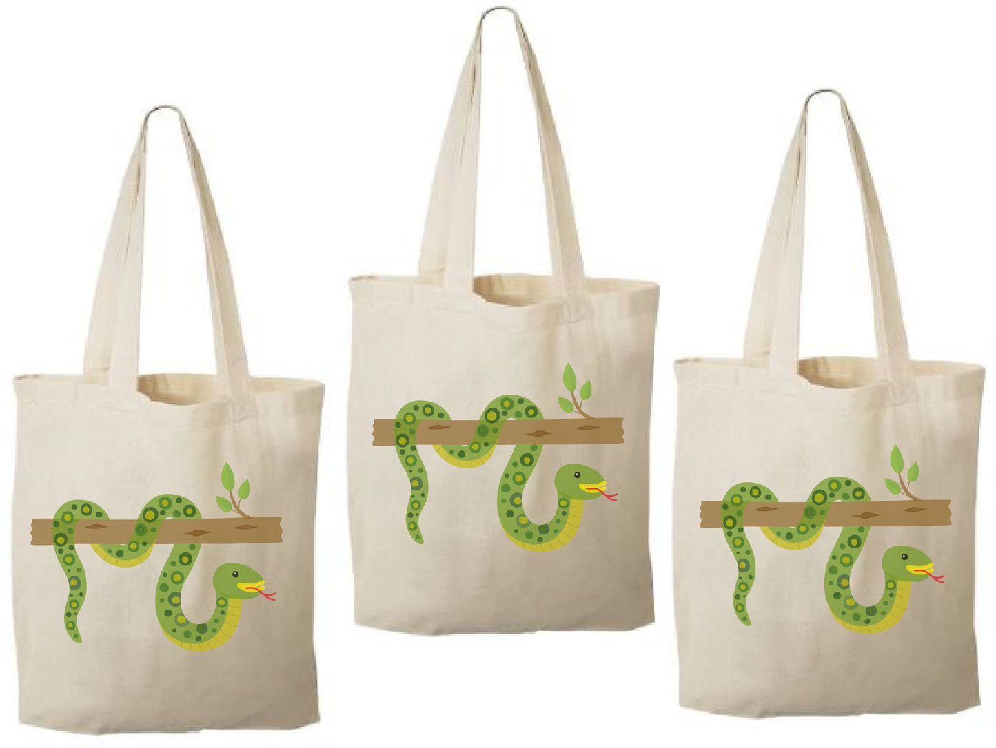 Snake Party Favor Bags - Perfect for Snake or Jungle Themed Parties & Events - Set of Three Bags