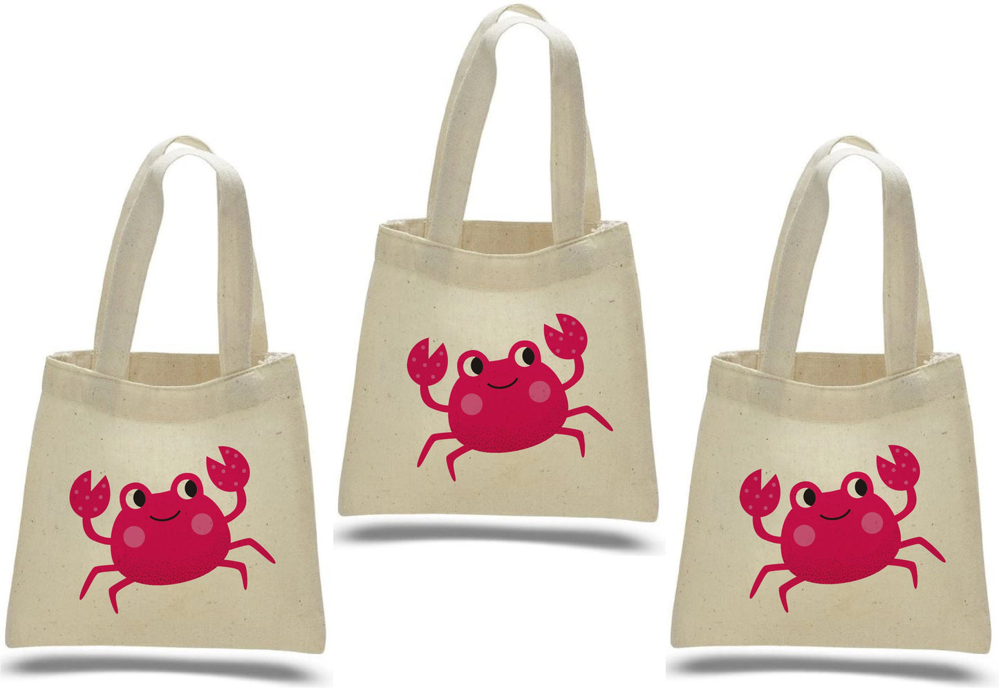 Crab Party Favor Bags: Set of 3 Cotton Goodie Bags