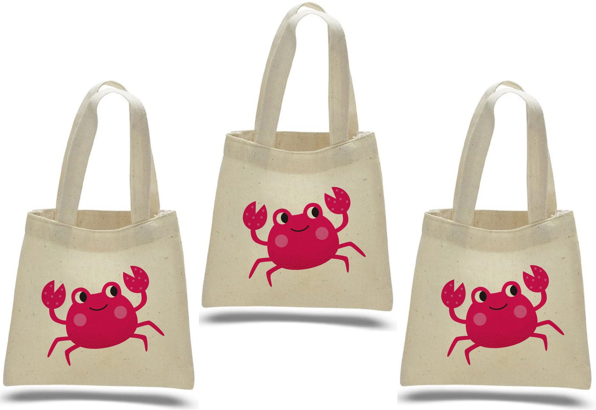 Crab Party Favor Bags: Set of 3 Cotton Goodie Bags
