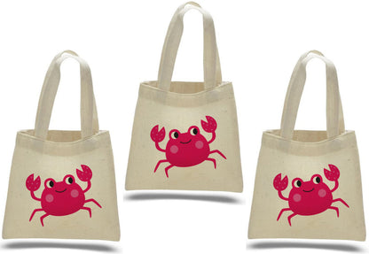 Crab Party Favor Bags: Set of 3 Cotton Goodie Bags