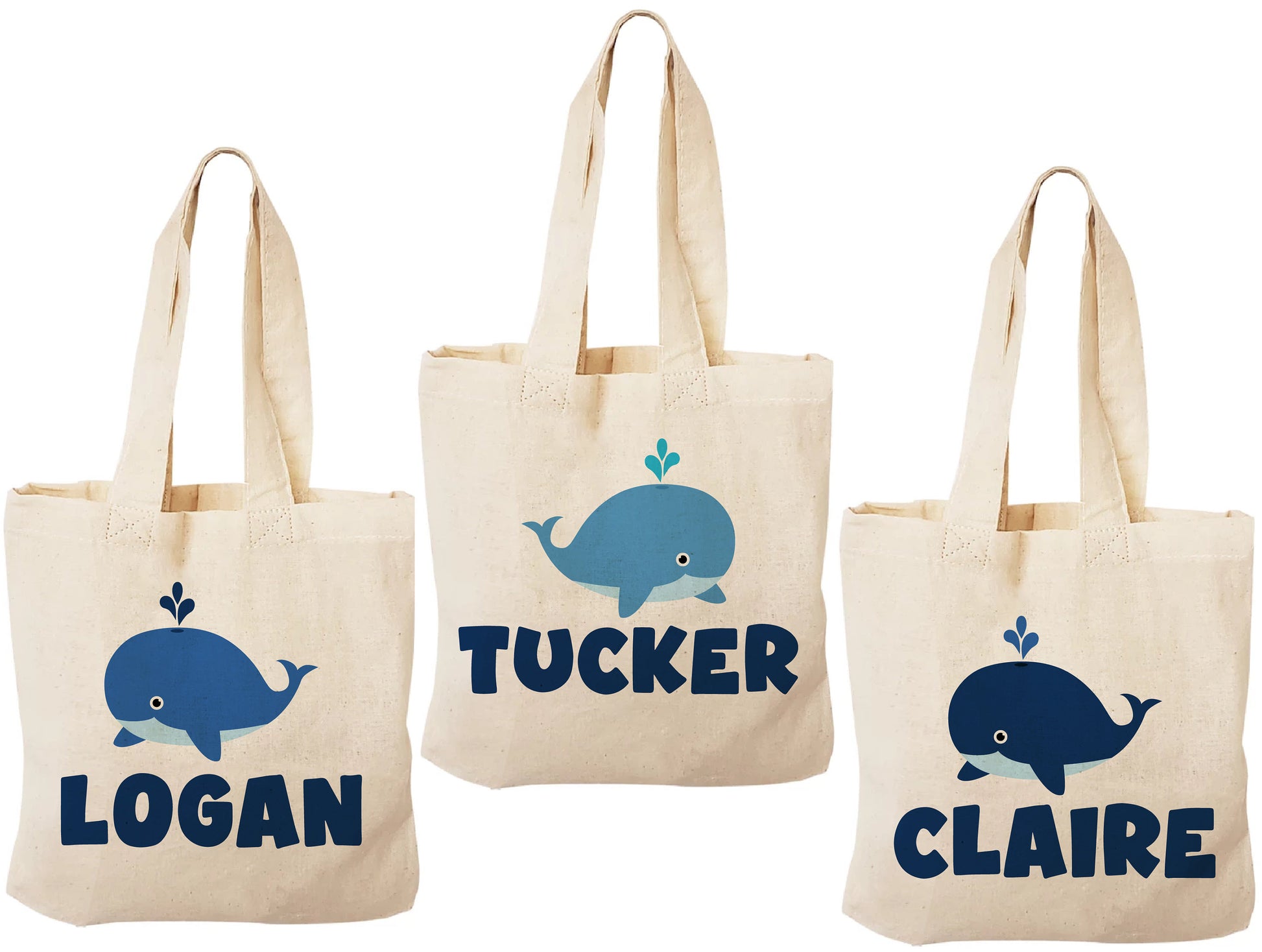 Custom Whale Party Favor Bags - Perfect for Whale Themed Parties and Events! Personalized with Guests Names - Cotton Party Bags with Handles