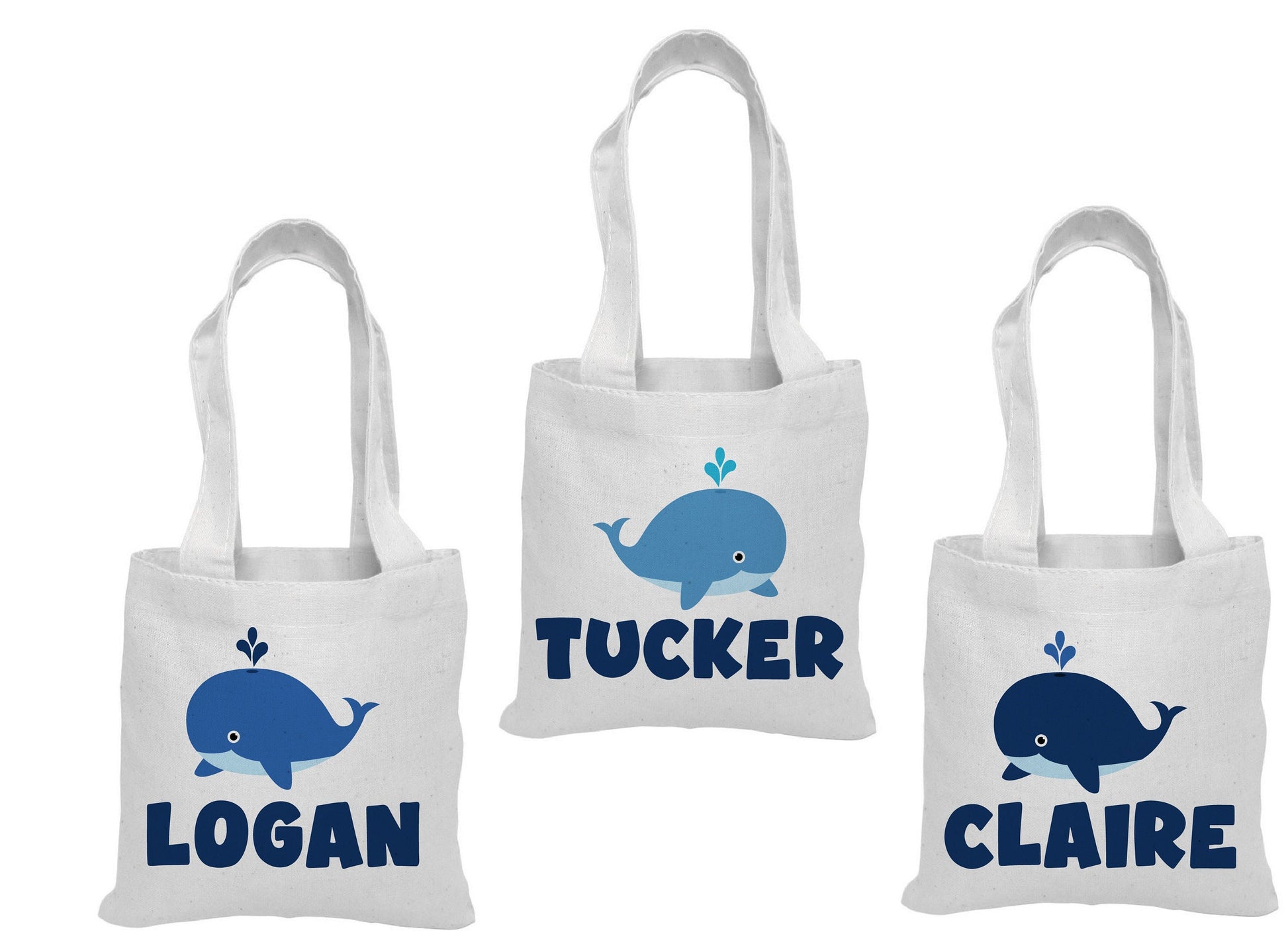 Custom Whale Party Favor Bags - Perfect for Whale Themed Parties and Events! Personalized with Guests Names - Cotton Party Bags with Handles