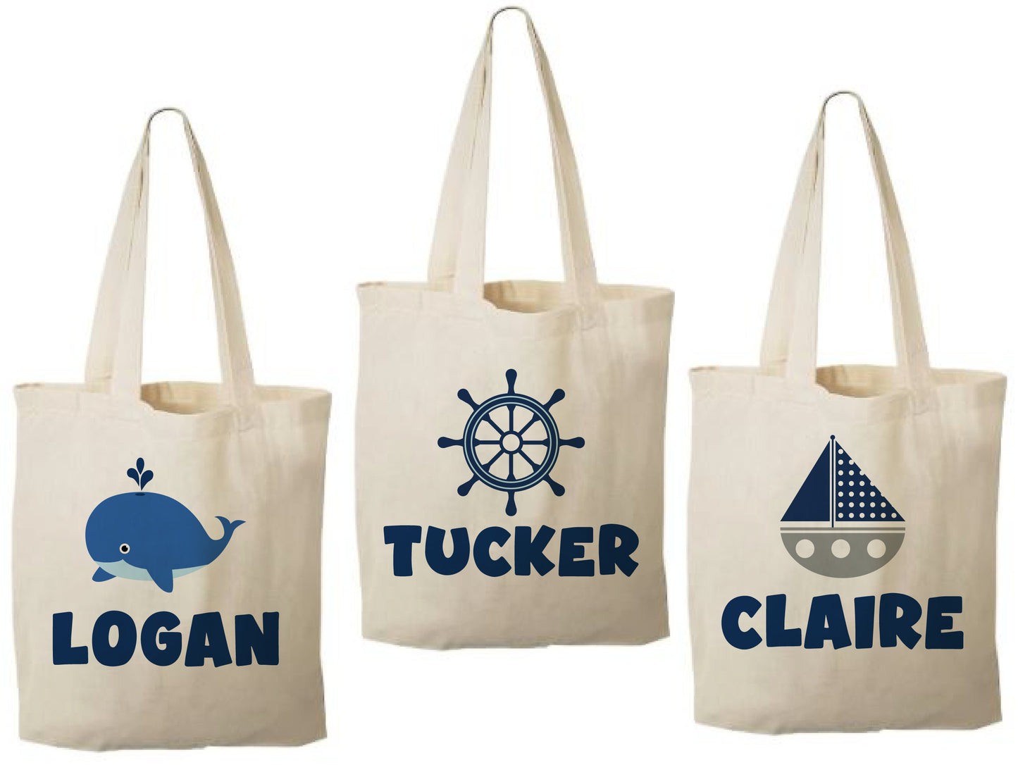 Nautical Party Favor Bags, Whale Birthday Treat Bags, Set of 3