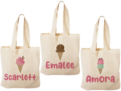 Ice Cream Party Favor Bags, Personalized Treat Bags, Set of 3