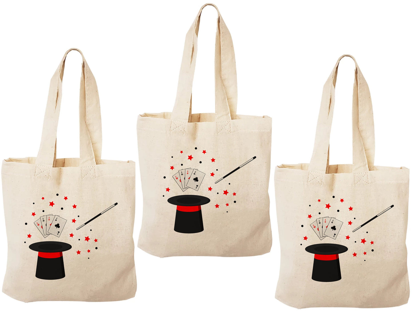 Magic Party Favor Bags – Cotton Canvas Tote, Magician Design