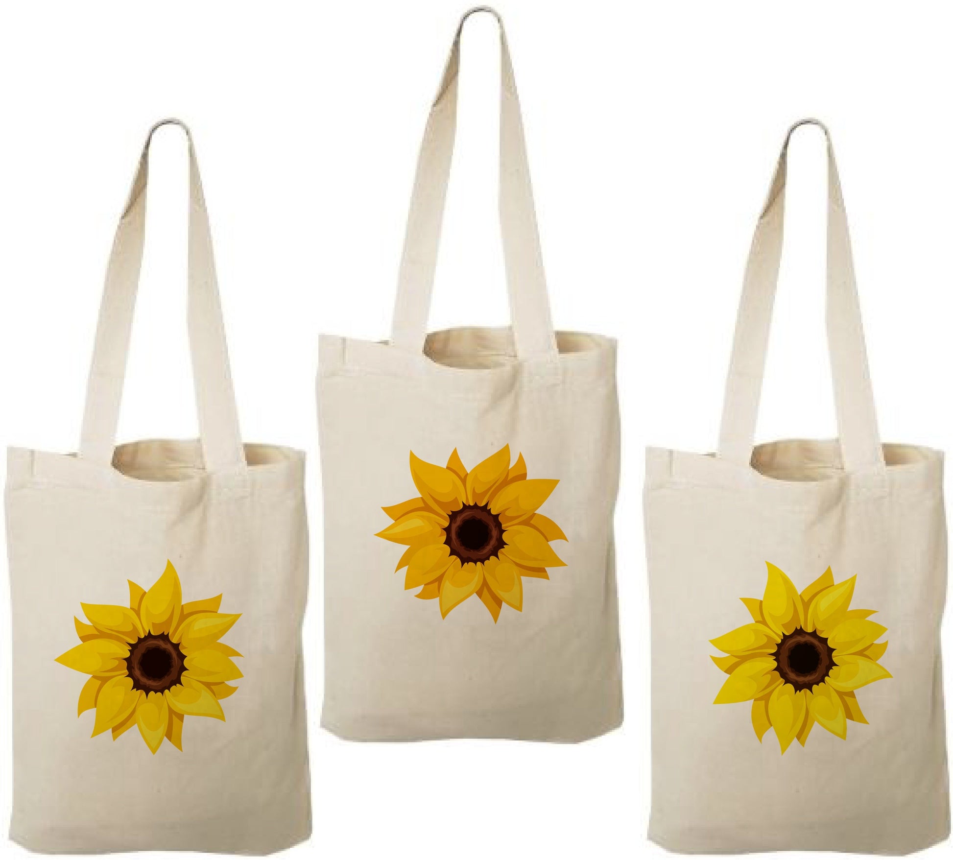 Sunflower Party Favor Bags - Perfect for Sunflower Themed Parties - Set of 3 - Cotton Party Bags with Handles