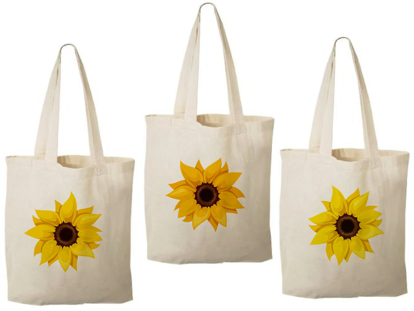 Sunflower Party Favor Bags - Perfect for Sunflower Themed Parties - Set of 3 - Cotton Party Bags with Handles