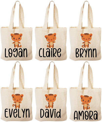 Personalized Tiger Treat Bags, Jungle Safari Party Favors, Set of 6