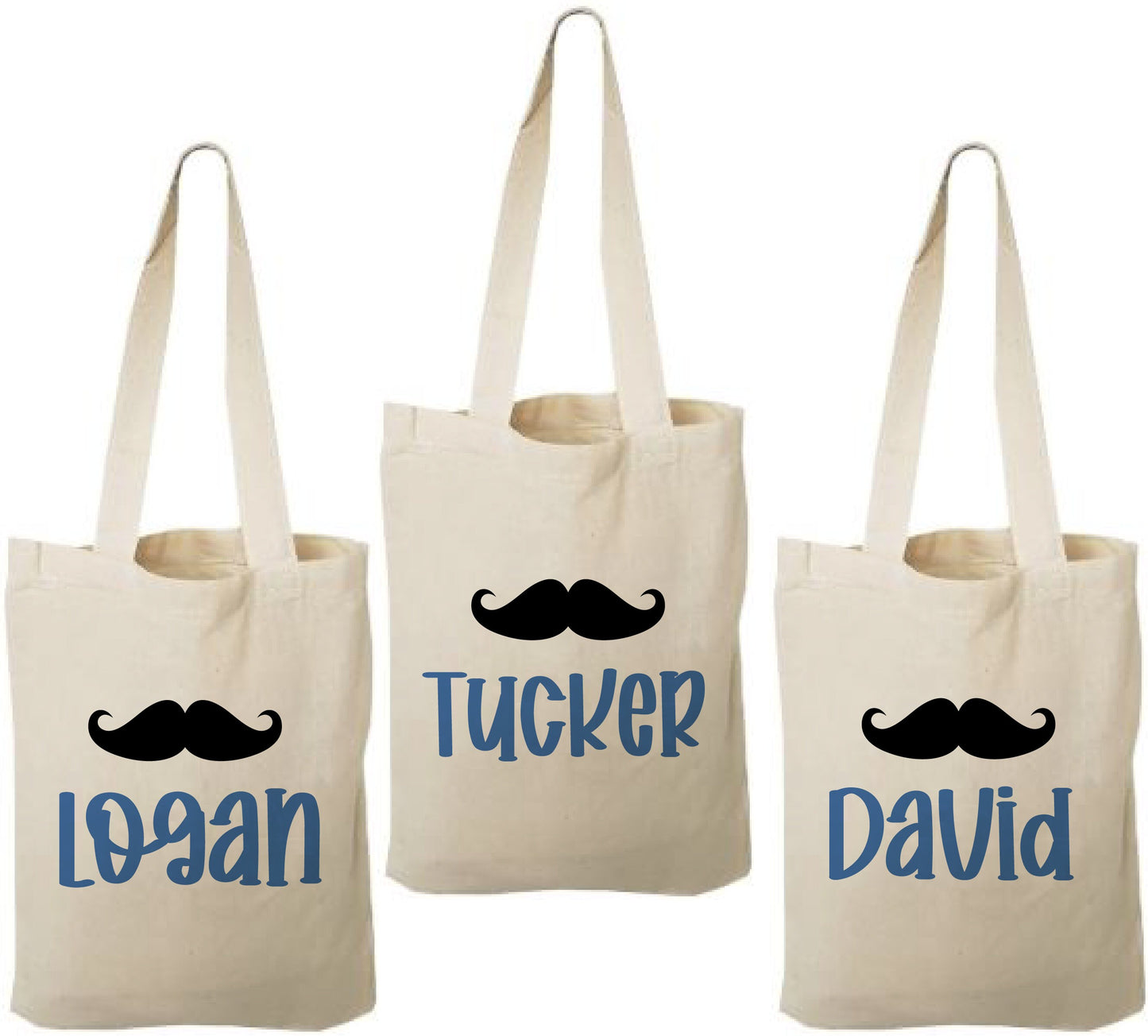 Mustache Cotton Party Favor Bags, Set of 3