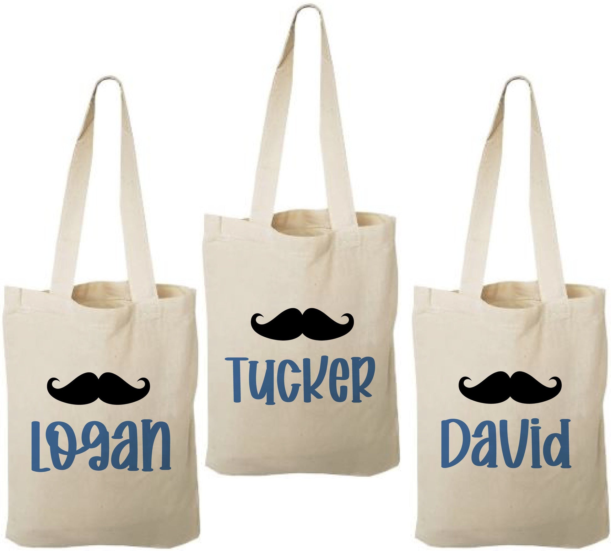 Mustache Cotton Party Favor Bags, Set of 3
