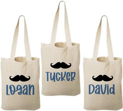 Mustache Cotton Party Favor Bags, Set of 3