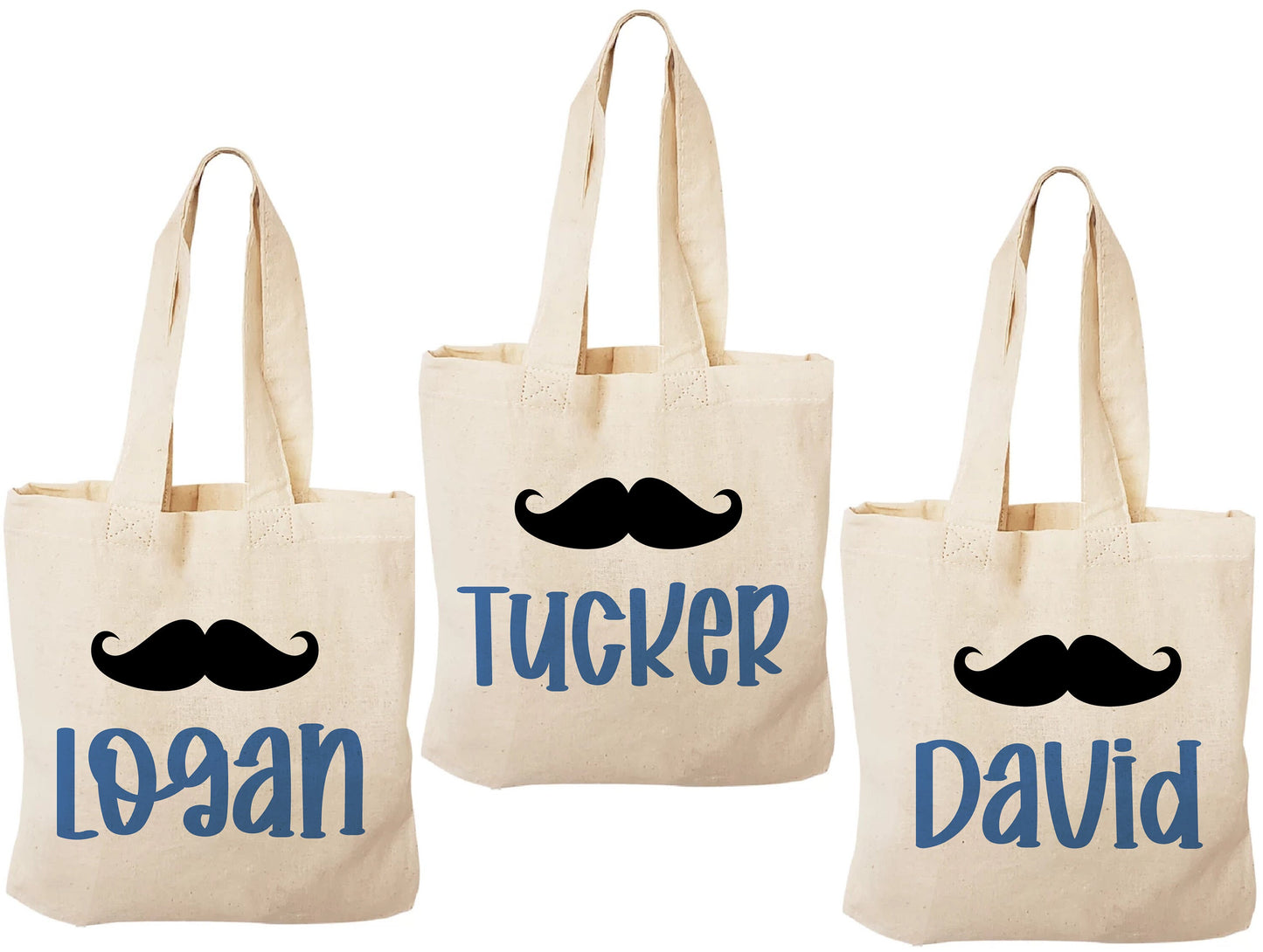 Mustache Cotton Party Favor Bags, Set of 3