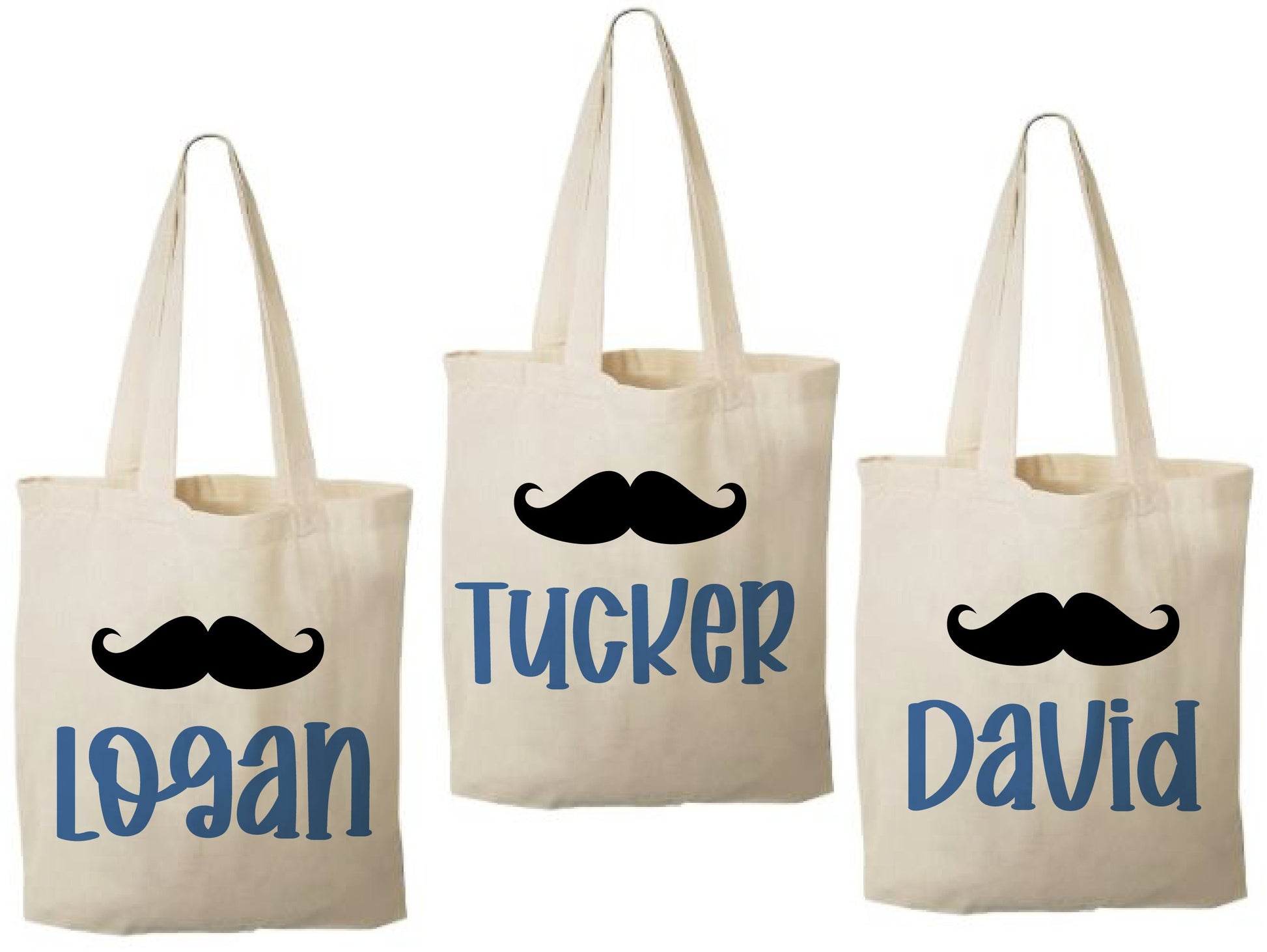 Mustache Cotton Party Favor Bags, Set of 3