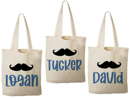 Mustache Cotton Party Favor Bags, Set of 3