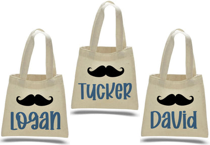 Mustache Cotton Party Favor Bags, Set of 3