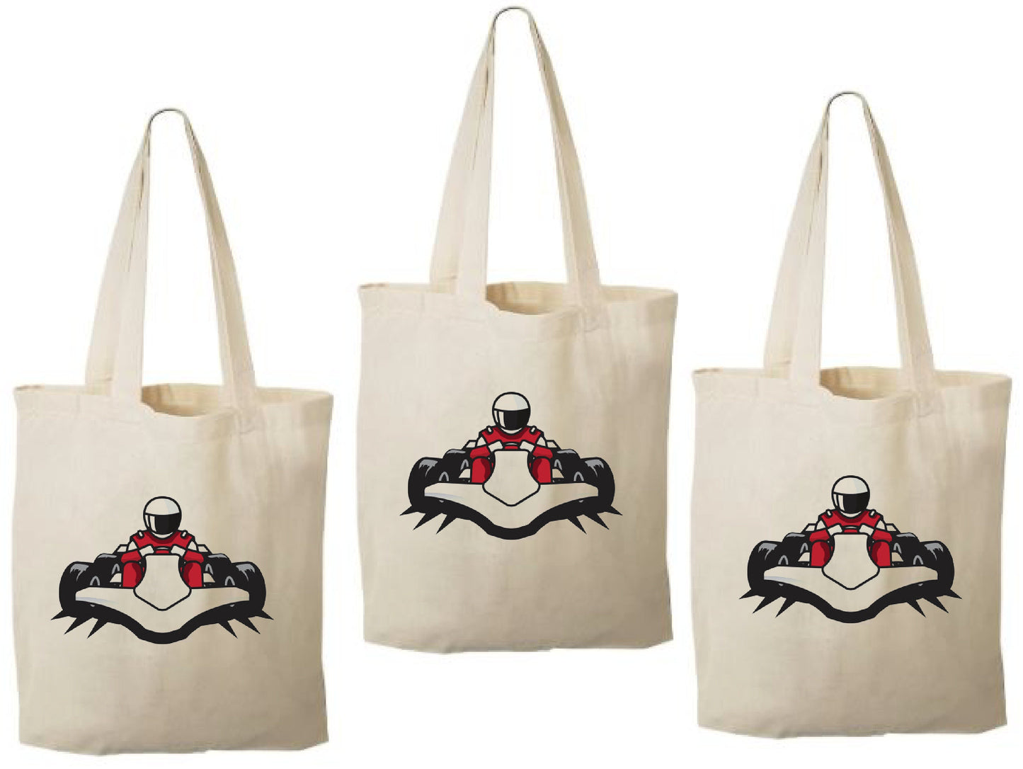 Go Kart Party Favor Bags, Set of 3 Cotton Treat Bags