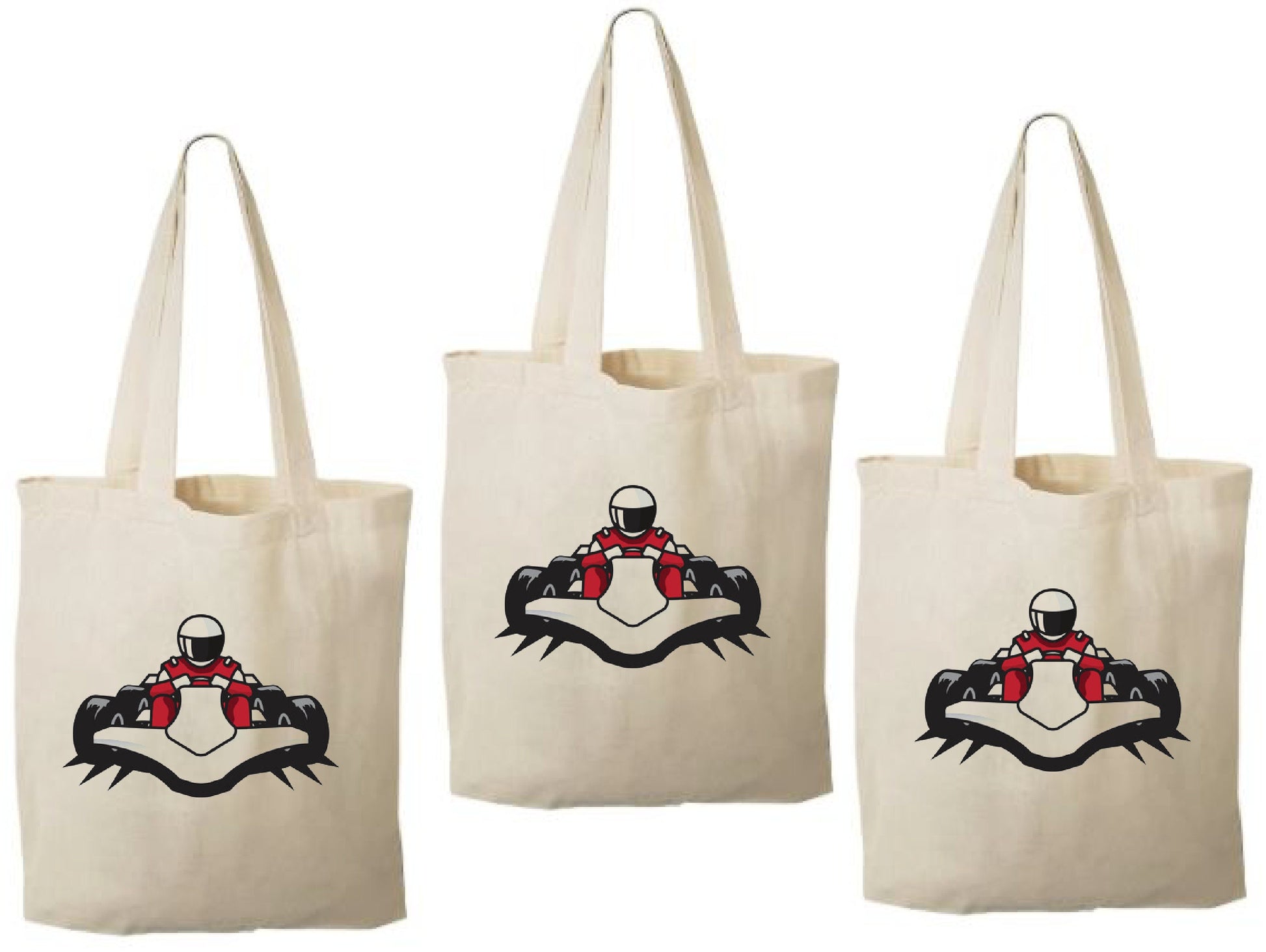 Go Kart Party Favor Bags, Set of 3 Cotton Treat Bags
