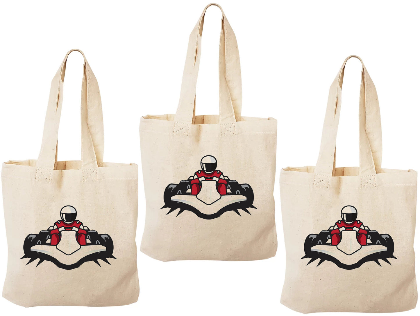 Go Kart Party Favor Bags, Set of 3 Cotton Treat Bags
