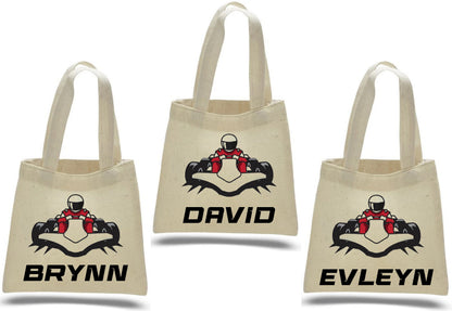 Custom Go Kart Party Favor Bags - Perfect for Go Kart or Race Car Themed Parties! - Set of Three Bags with Guest Names