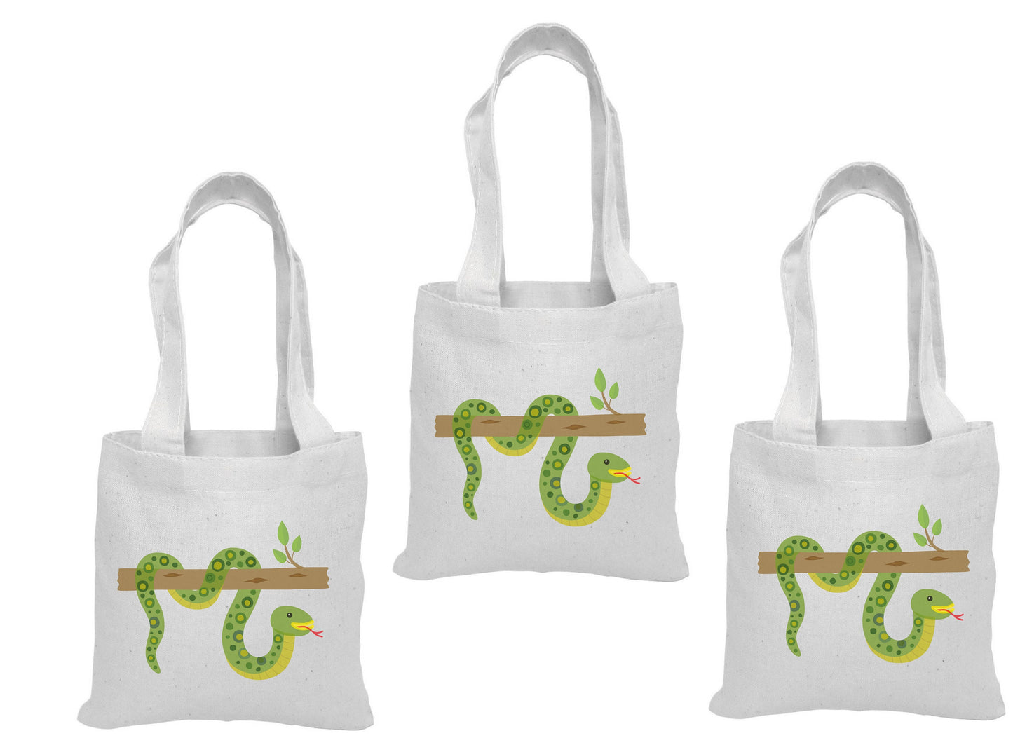 Snake Party Favor Bags - Perfect for Snake or Jungle Themed Parties & Events - Set of Three Bags