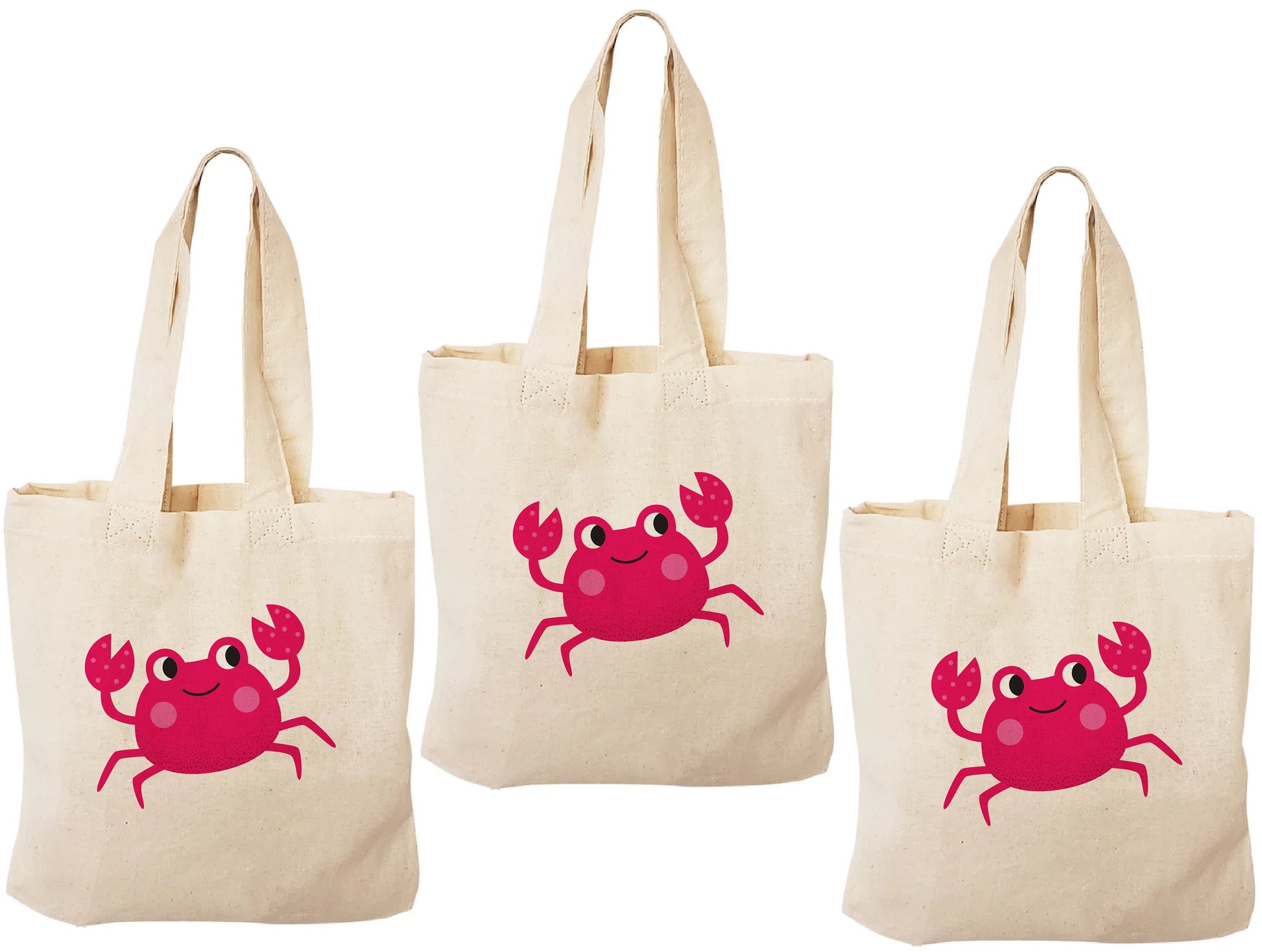 Crab Party Favor Bags: Set of 3 Cotton Goodie Bags