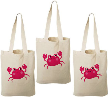 Crab Party Favor Bags: Set of 3 Cotton Goodie Bags